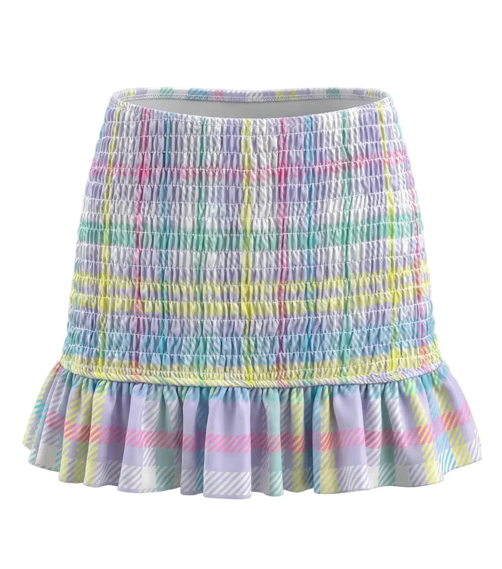 Smocked skirt plaid