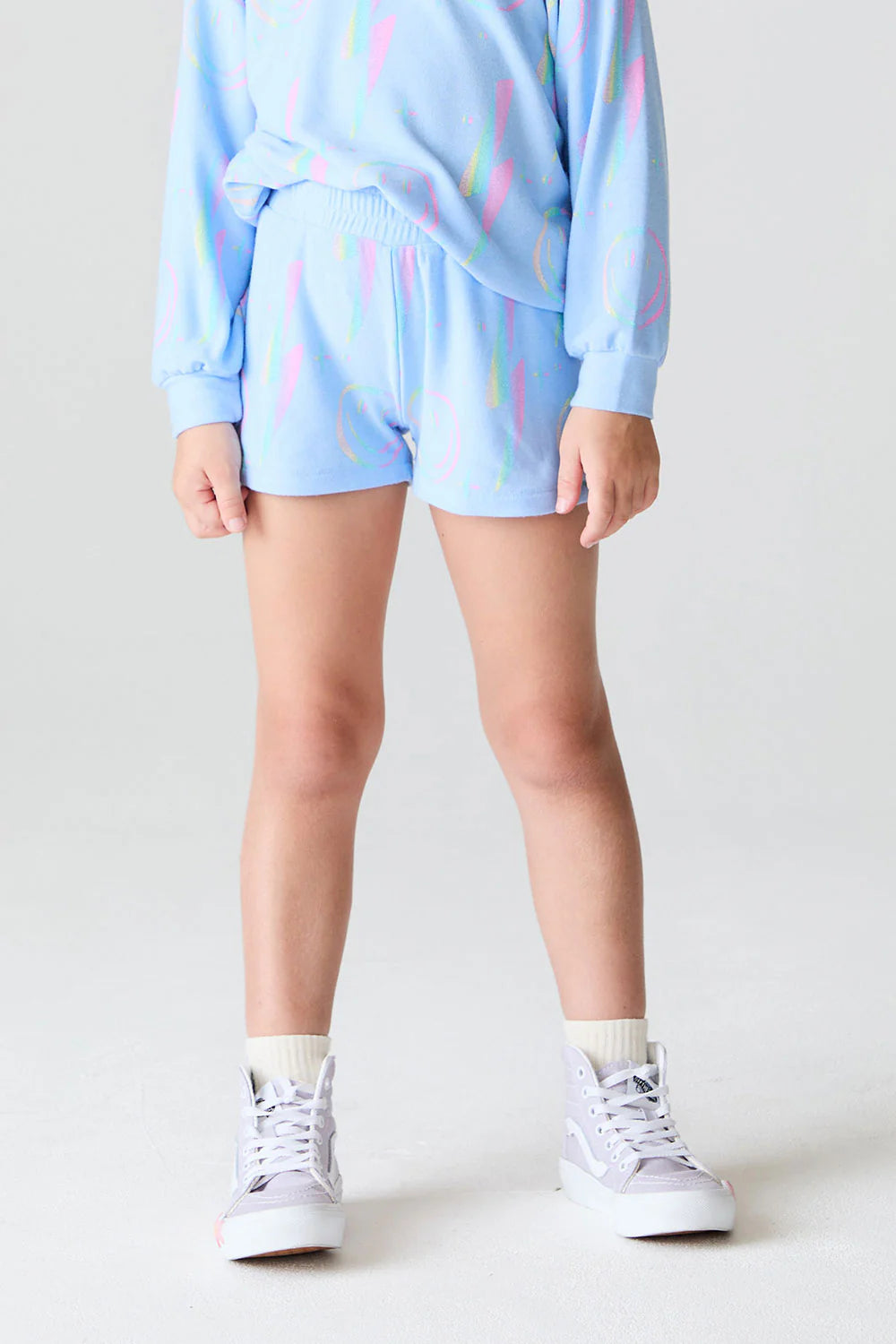 Cozy Knit Jade Shorts - Peri Blue / Lightning Smile
