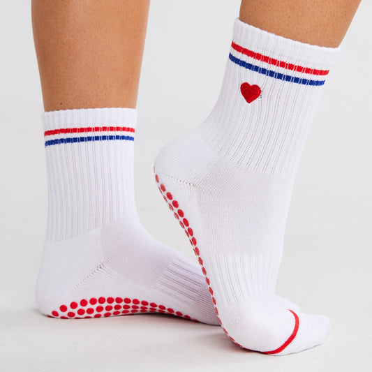 Red heart grip socks