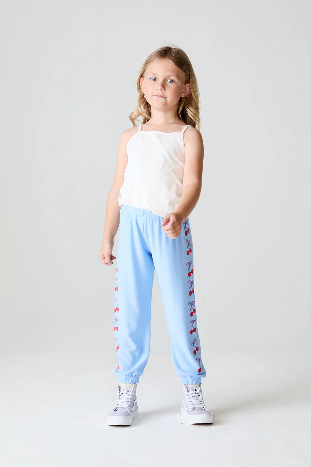 Cozy Knit Slim Slouchy Pant - Peri Blue / Cherry Bows Pants