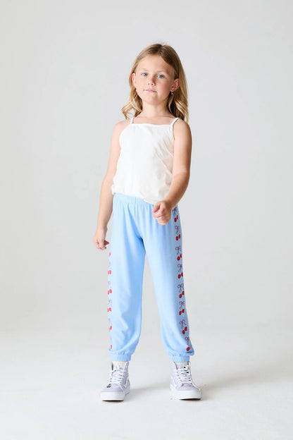 Cozy Knit Slim Slouchy Pant - Peri Blue / Cherry Bows Pants
