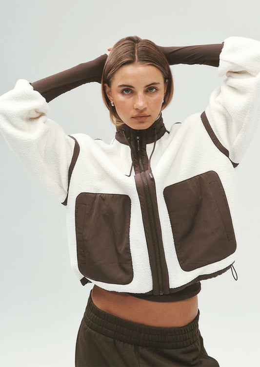 LENNON SHERPA JACKET - WHISPER WHITE/COFFEE
