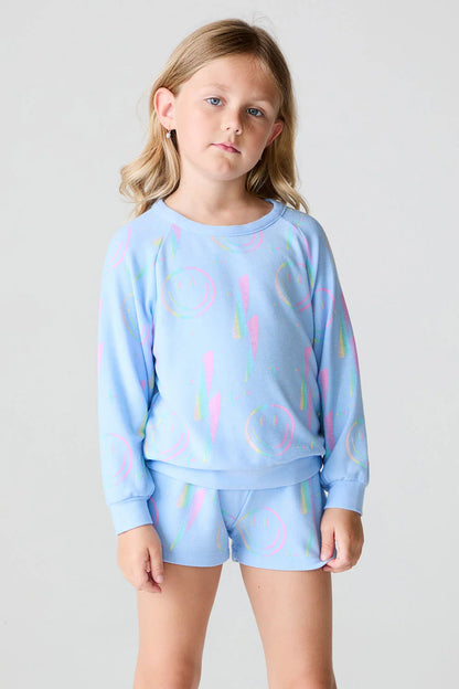Cozy Knit Basic Pullover - Peri Blue / Lightning Smile