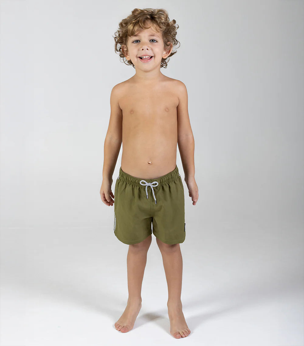 Moss Green Solid Swim Short Kids