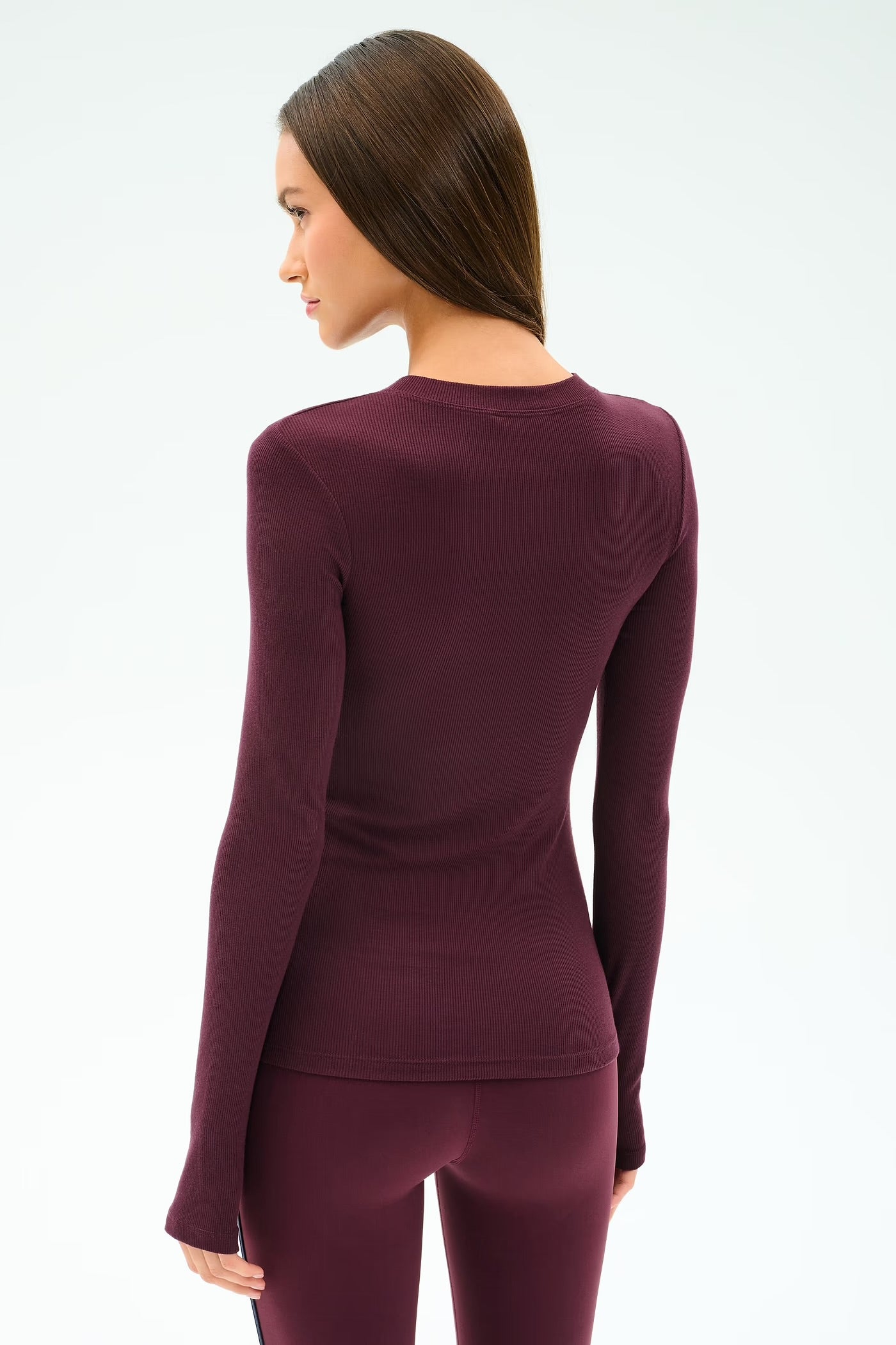 Louise Rib Long Sleeve - Dark Cherry