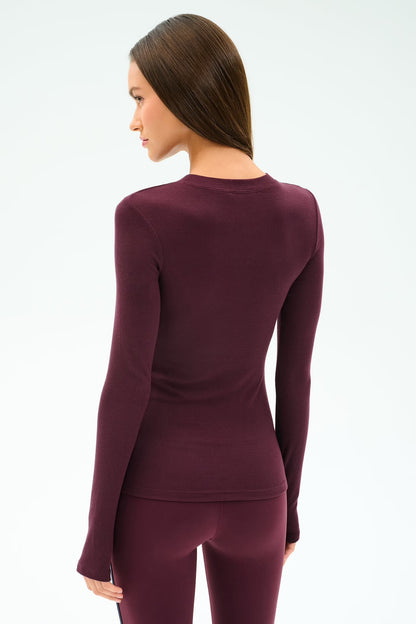 Louise Rib Long Sleeve - Dark Cherry