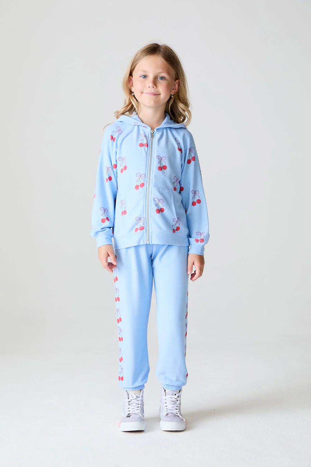 Cozy Knit Slim Slouchy Pant - Peri Blue / Cherry Bows Pants