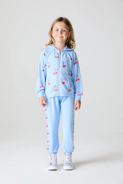 Cozy Knit Slim Slouchy Pant - Peri Blue / Cherry Bows Pants
