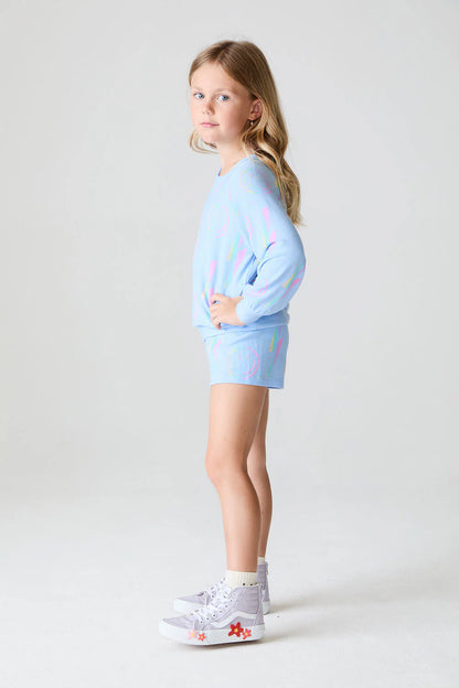 Cozy Knit Basic Pullover - Peri Blue / Lightning Smile