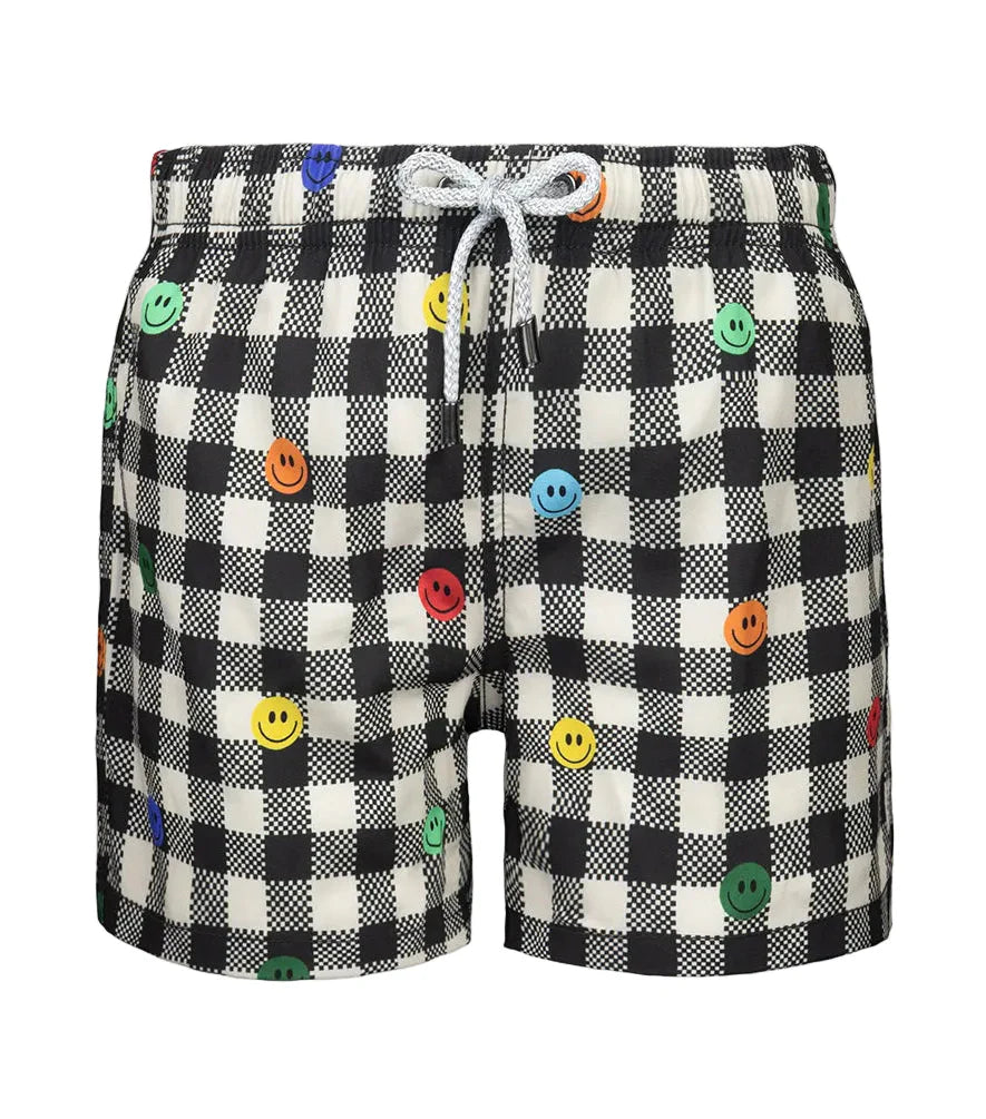 Gingham Emoji Boy Swim Short