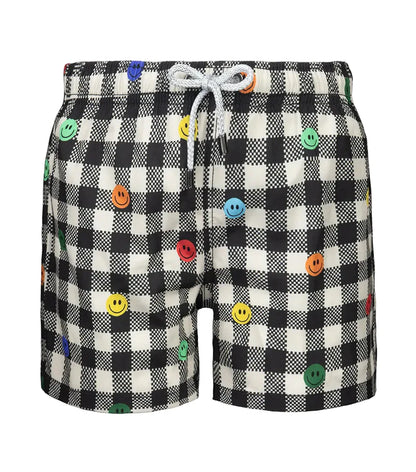 Gingham Emoji Boy Swim Short