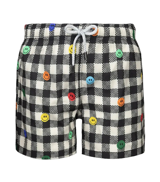 Gingham Emoji Boy Swim Short