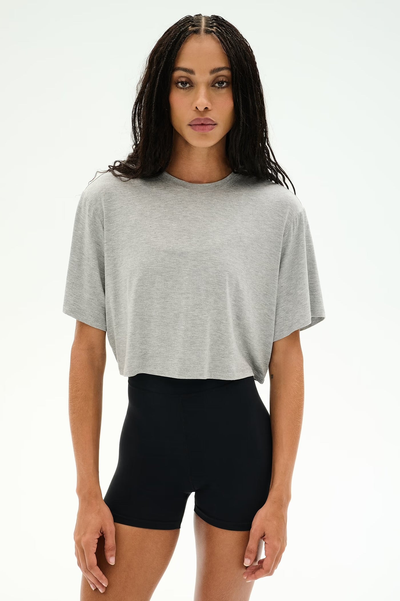 DJUNA OVERSIZED CROP - HEATHER GREY