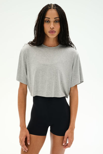 DJUNA OVERSIZED CROP - HEATHER GREY