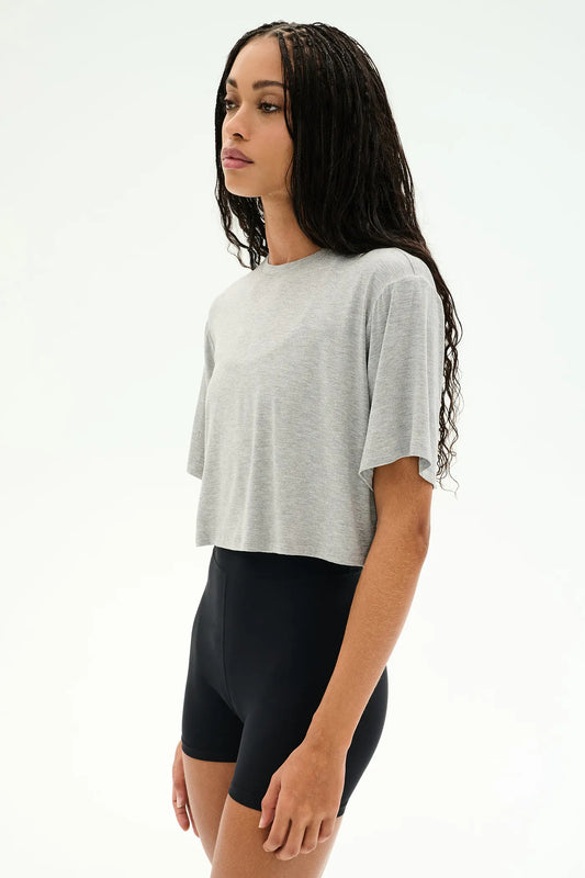 DJUNA OVERSIZED CROP - HEATHER GREY
