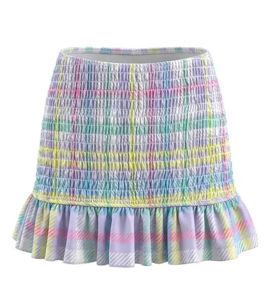 Smocked skirt plaid