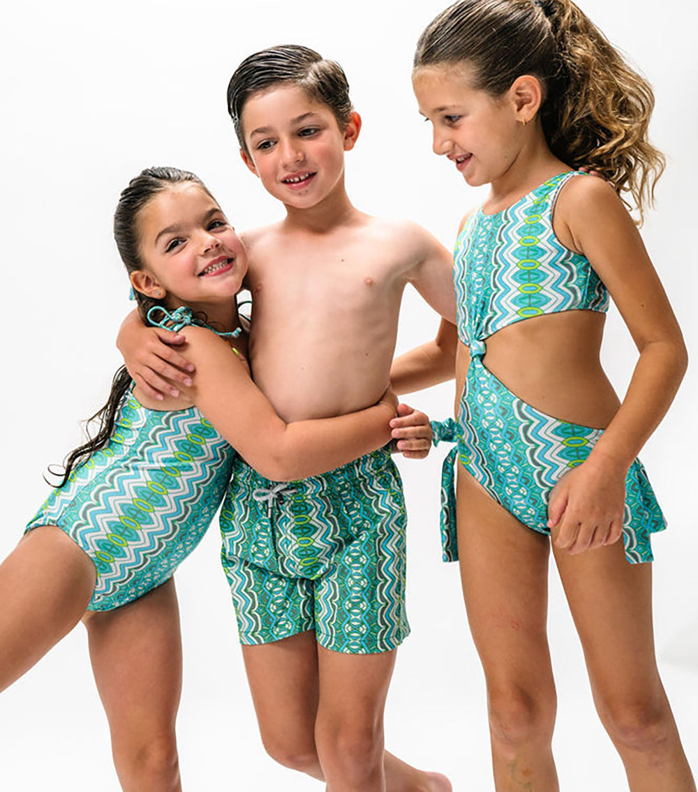 Boy Swim Short Abstract Green