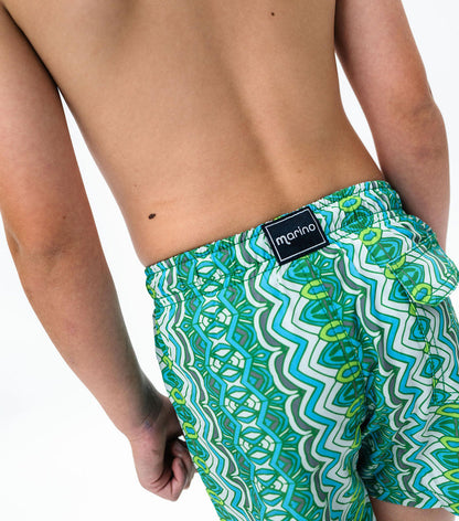 Boy Swim Short Abstract Green