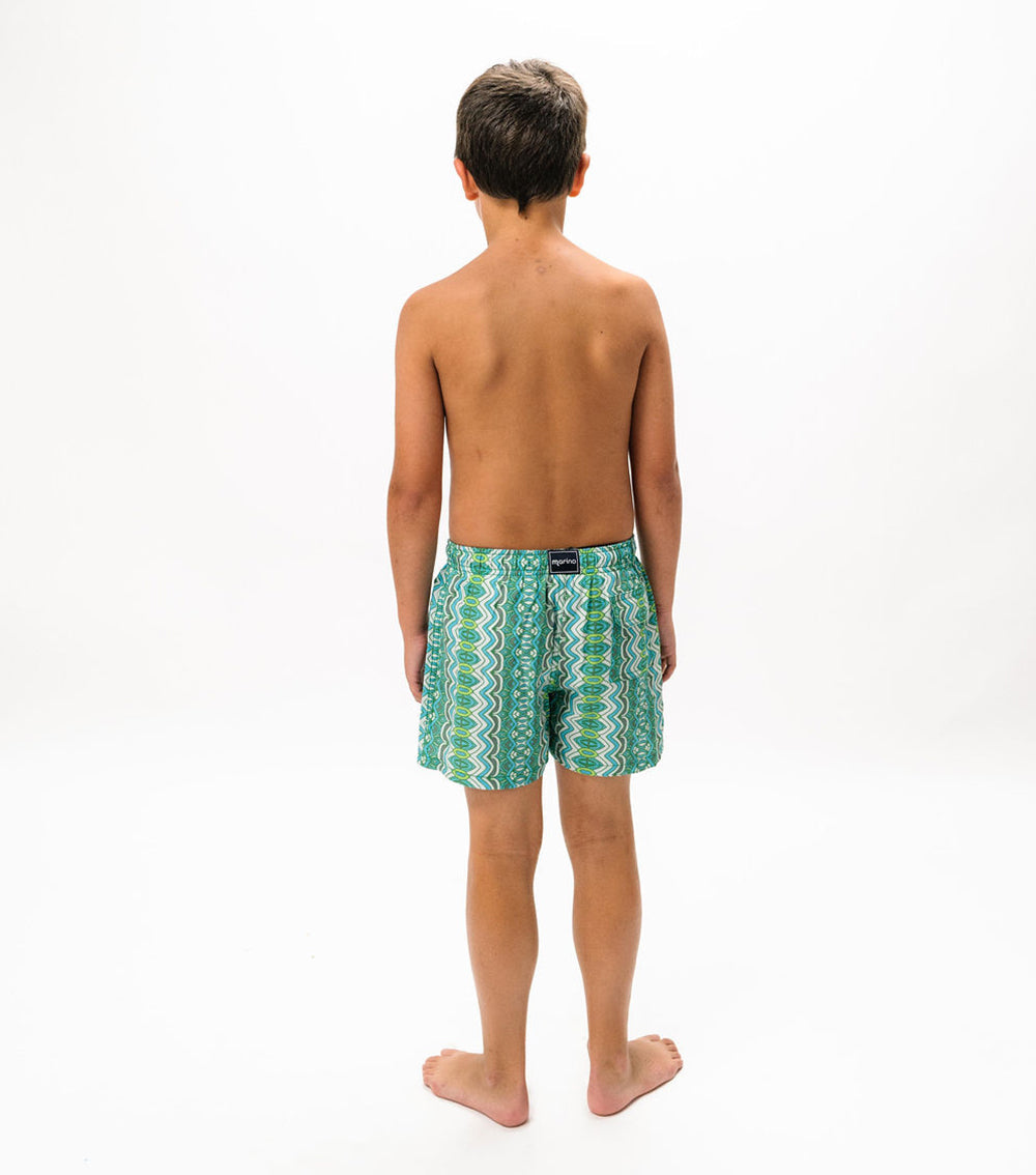 Boy Swim Short Abstract Green