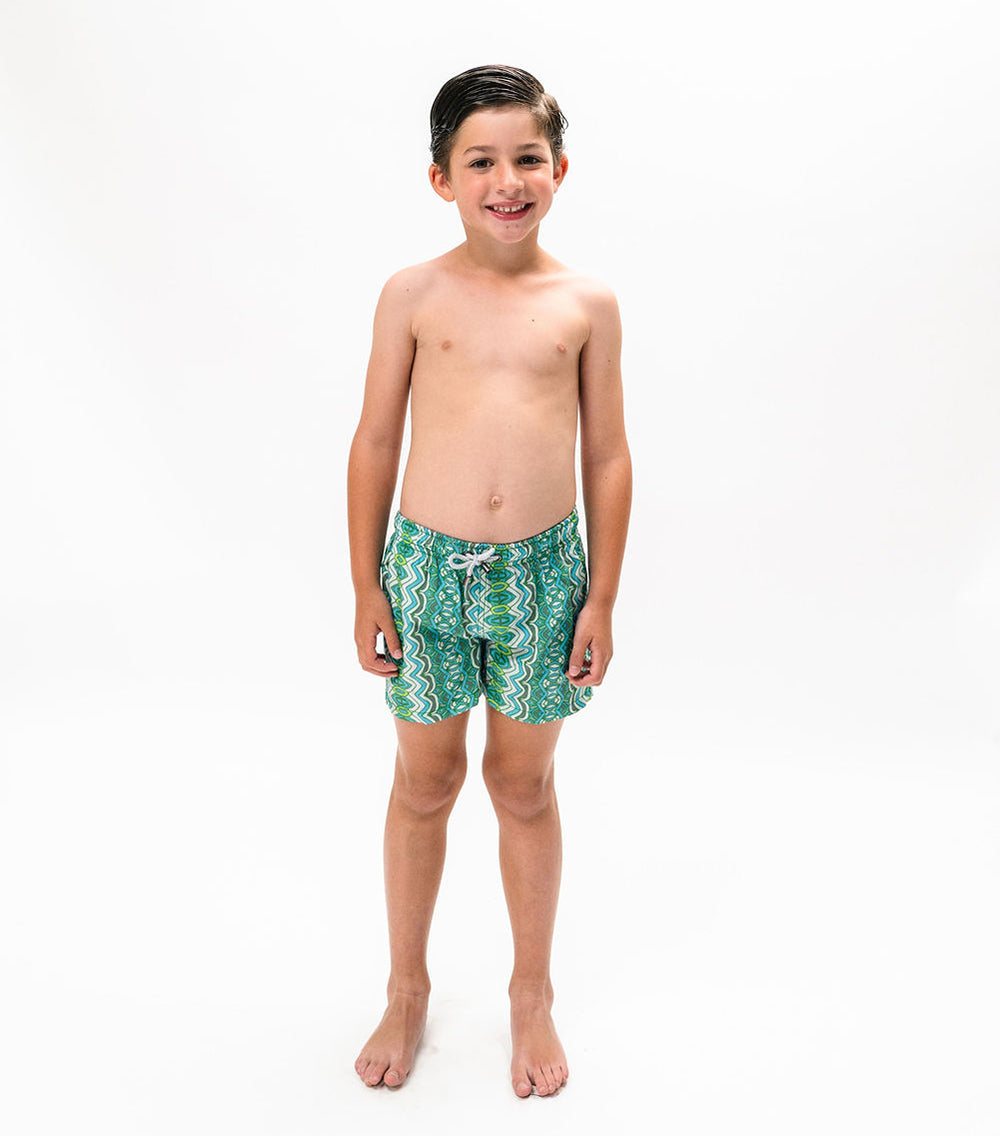 Boy Swim Short Abstract Green