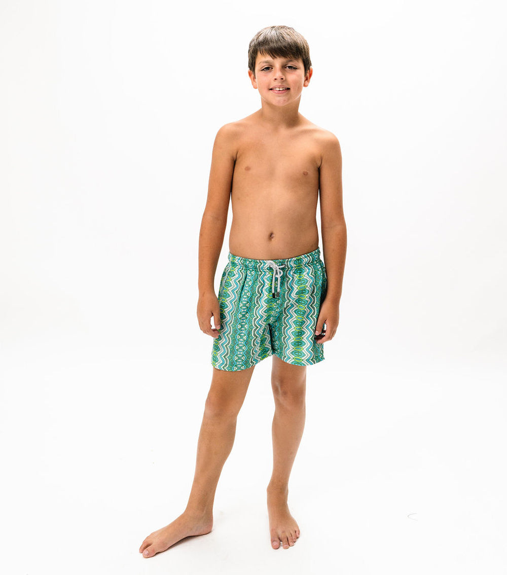 Boy Swim Short Abstract Green