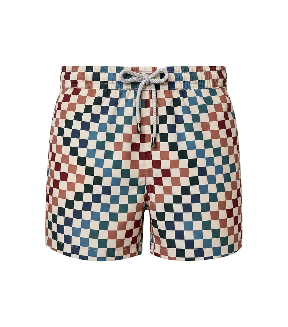 Boy Swim Short Chevron Checkers