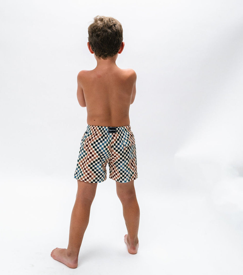 Boy Swim Short Chevron Checkers